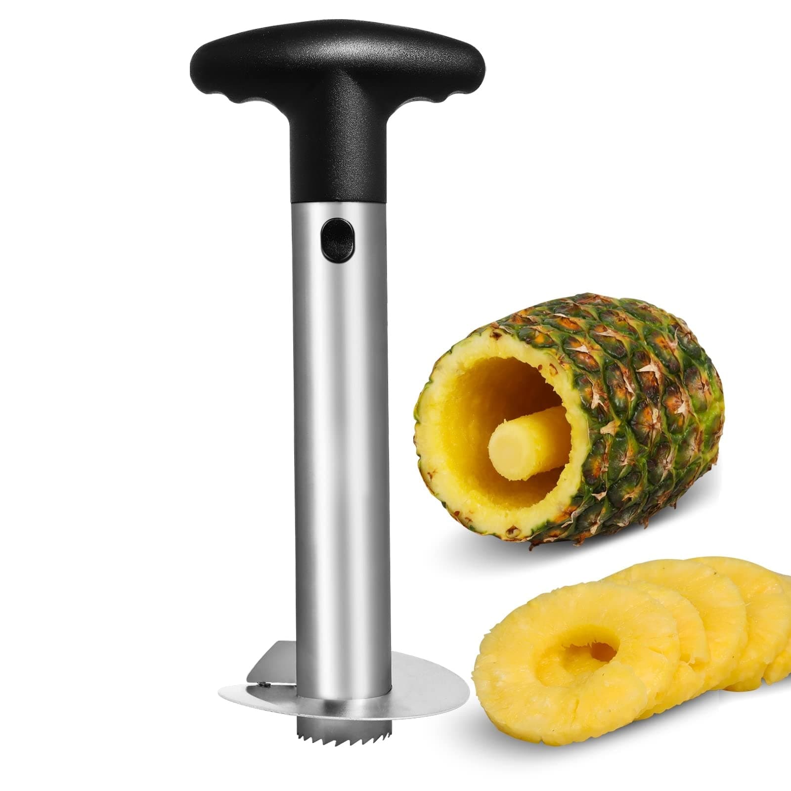 Asdirne Ananas Schäler, Ananas Schneider mit Edelstahlklinge in Lebensmittelqualität und ABS-Griff, Ananasschäler, 24 cm, schwarz. One Angebot bei HelloDeals