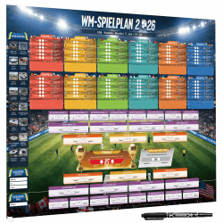 AhfuLife Groß Fußball Spielplan 2026 Poster 100 x 70cm für Fussballfans, WM Planer Enthält 48 Mannschaften Gruppen Knockout und Finale alle Ergebnisse der Spiele Vollversion (Deutsch, CEST) Deutsch, CEST - WM Deko 2026 Spielplan Angebot bei HelloDeals