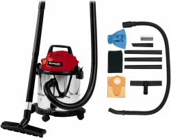 Einhell TC-VC 1812 S Nass-Trockensauger (1.250 W Leistung, 36mm Schlauchsystem, 12 l Edelstahlbehälter, Schaumstofffilter, umfangr. Düsenzubehör), Rot, Schwarz, Weiss altes Modell Angebot bei HelloDeals