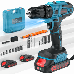 Akkuschrauber, 21V Akku Bohrschrauber Set mit 2 Akkus 2.0Ah, 45 Nm Max, 25+3 Drehmomentstufen,2-Gang,10mm Metallbohrfutter,LED-Licht,Für Reparatur & DIY Blau Angebot bei HelloDeals