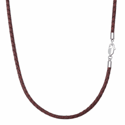 Lederkette Geflochten Kunstleder Halskette Edelstahl Verschluss 3mm breit Damen Herren Kette für Anhänger charm 45-60cm wählbar DIY Lederschnur 55cm Retro Brown-3mm Angebot bei HelloDeals