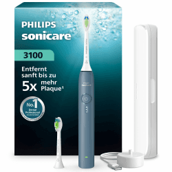 Philips Sonicare Series 3100 Elektrische Zahnbürste –Schallzahnbürste mit Drucksensor, 3 Intensitätsstufen, EasyStart, SmarTimer, 14 Tage Laufzeit, Reiseetui, Dunkelblau, HX4034/24, [Neu] Dunkelblau, 2 Bürstenköpfe, [Neue Generation] Angebot bei HelloDeals