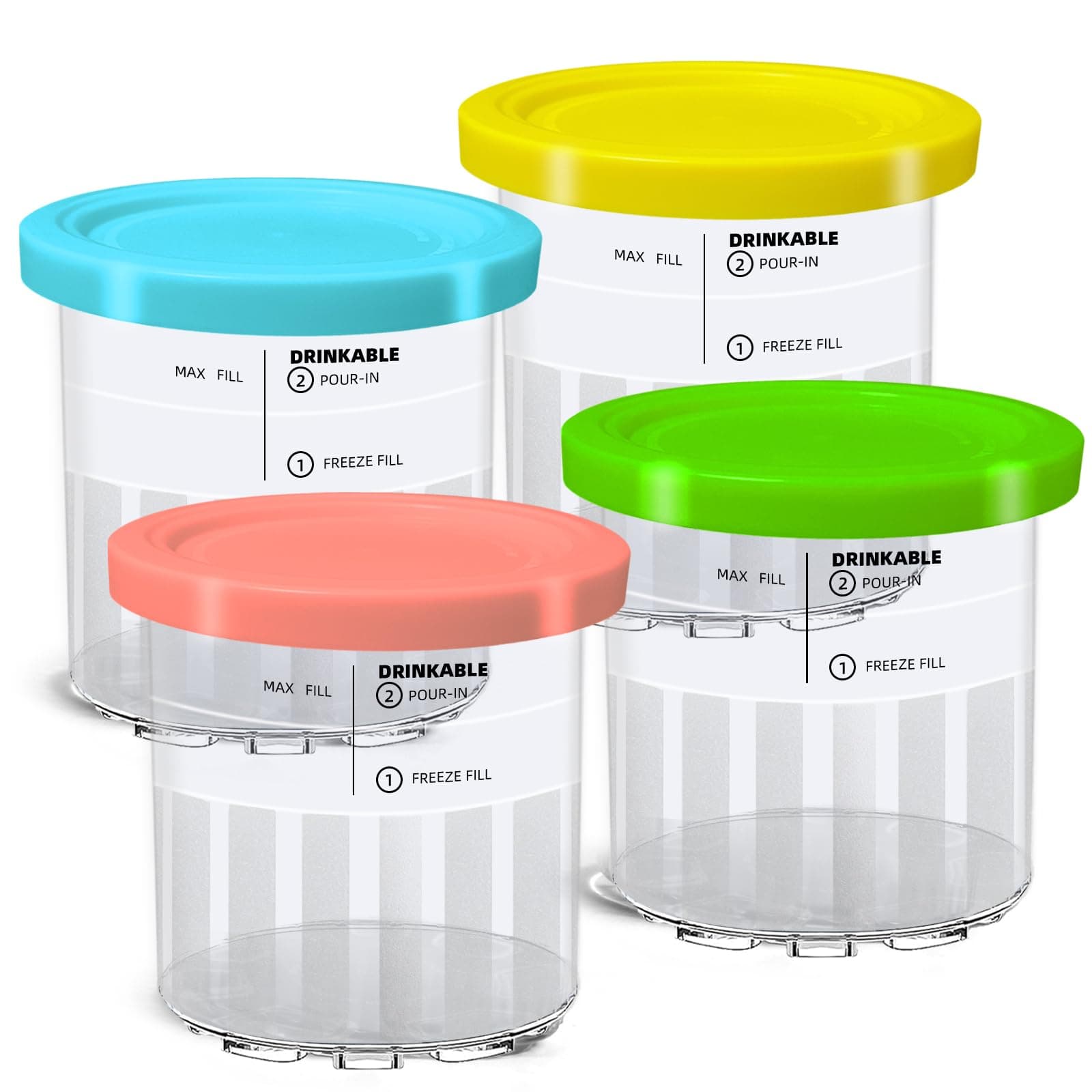 4 Stück Behälter für Ninja Creami Deluxe 680ML Ersatz Pints und Deckel für Ninja Creami NC500EU NC501EU Serie BPA-frei und Spülmaschinenfest Eismaschine Zubehör für Ice Cream Maker, Gelb/Rosa/Grün/Bla Angebot bei HelloDeals