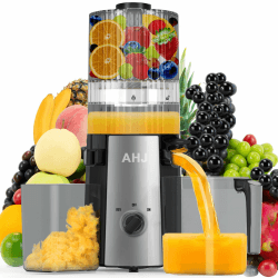 AHJ Entsafter Slow Juicer, 135mm Große Einfüllöffnung,100% BPA-frei, Kaltentsafter für Ganzes Obst & Gemüse, Einfach zu Reinigen,2 Trinkgläser Inklusive, Ideal als Hochzeits- und Geburtstagsgeschenk Angebot bei HelloDeals