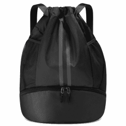 Vortix Turnbeutel für Jungen Damen Herren Kinder, Sportbeutel mit Kordelzug, Wasserdichter Turnbeutel mit Schuhfach, Gym Bag für Basketball, Fußball, Sport, Yoga und Schwimmen (Schwarz) Angebot bei HelloDeals