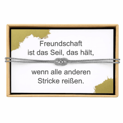 Freundschafts-Armband mit Knoten-Symbol aus Edelstahl, Geschenkbox mit Spruchkarte, Silber/Gold (Armband Silber) Angebot bei HelloDeals