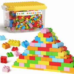 burgkidz Bausteine, 150 Farbenfrohe große Kreative Bauklötze mit Aufbewahrungsbox, Zahlen und Buchstaben Bauen, Konstruktionsspielzeug für Jungen Mädchen ab 3+ Jahre Angebot bei HelloDeals