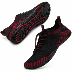 WateLves Badeschuhe Herren Damen Barfußschuhe Wasserschuhe Schwimmschuhe Strandschuhe für Surfen,Tauchen,Bootfahren,Gymnastik Fitness 44 EU V20 Schwarz Rot Angebot bei HelloDeals
