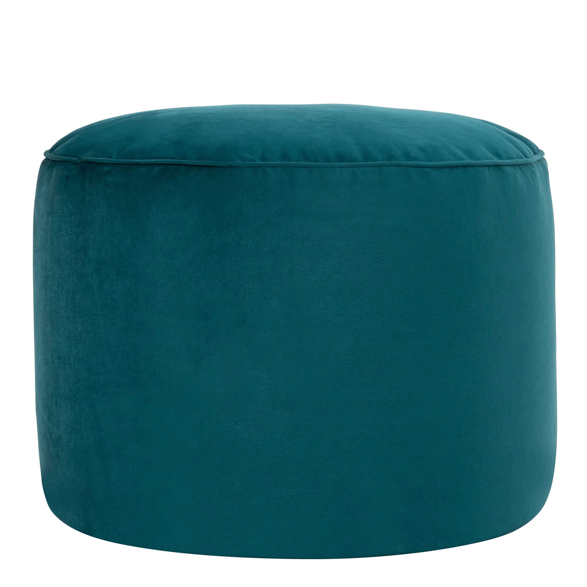 Icon Milano Hocker, Blaugrün, Flauschiger Samt Stoff, Samt Sitzsack, Sitzpuff, Pouf Hocker mit Füllung, Fußhocker für das Wohnzimmer, Deko Wohnzimmer Blaugrün 40T x 40B x 24H cm Angebot bei HelloDeals