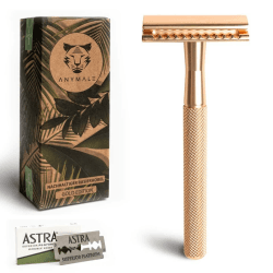 Rasierhobel Damen (Gold Edition) inkl. 5 x Ersatzklingen-Set & Reiseschutz - Nassrasierer & Frauen Rasierer (Zero Waste) Metall mit 5 Klingen - Damenrasierer & Klingenrasierer, Safety Razor 2. Gold ohne Ständer Angebot bei HelloDeals