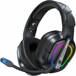 Fachixy Gaming Headset Wireless für PS4, PS5, PC, Mac, Laptop, Switch, 48H 2.4GHz Gaming Headset mit Noise Cancelling Mikrofon, Kabelloses Bluetooth kopfhörer mit LED-Lichtern, Surround Sound Schwarz Angebot bei HelloDeals