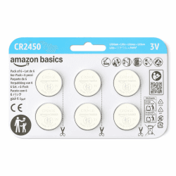 Amazon Basics CR2450 Lithium-Knopfzellenbatterie, Langlebige Leistung, frei von Quecksilber, 3 V, kindersichere Verpackung (zum Öffnen Schere verwenden), 6er-Pack CR2450 6er-Pack Angebot bei HelloDeals