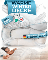 Glückstoff® Winterdecke aus Federn und Daunen 200x200cm [Zertifiziert in Deutschland] - Dicke Bettdecke Winter Waschbar - Warme Daunendecke Allergiker - Schlafdecke Zudecke - Decke Extra Warm - Duvet Extra Warme Winterdecke 200 x 200 cm Angebot bei HelloDeals