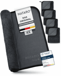 NATARO® 4 Stück Fast Dry it. Premium Trockentuch für Duschkabine, Auto, Haushalt, Camping – DAS ORIGINAL – extra saugfähiges Microfasertuch, fusselfrei, kratzfrei Shiny Wipes Tücher 40x50cm 4er Pack 40x50 cm Anthrazit Angebot bei HelloDeals