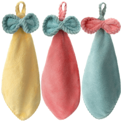 3 Stück Küche Badezimmer Händetrockner Handtücher - Dekorative Mikrofaser Coral Fleece Lovely Trocknen Sie Ihre Hände Sofort (Helle Farben) Angebot bei HelloDeals