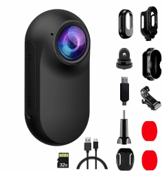 Xilecam Mini Action Cam1080P und 32 GB Speicherkarte Helmkamera Motorrad Bodycam Mini ski Kamera Multifunctional Accessories Body Cam（Schwarz） Angebot bei HelloDeals