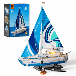 FUNWHOLE Segelboot La Brisa mit LED-Beleuchtung - 1640 Teile 1:24 Maßstab Modell eines Langstrecken-Segelbootes für Erwachsene, ideal als Wohnaccessoire und Sammlerstück für Bootsliebhaber Angebot bei HelloDeals