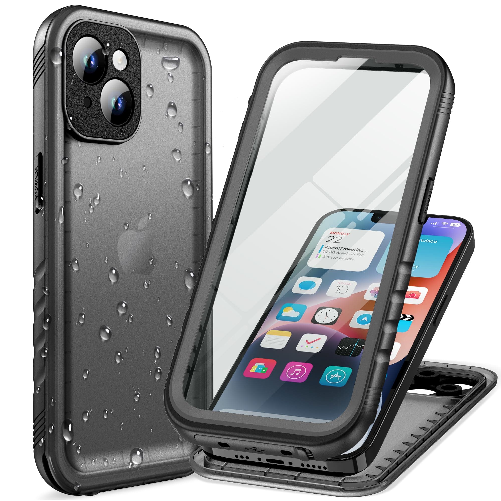 Cozycase TOP Militärschutz für iPhone 14 wasserdichte 360 Grad Hülle - 2m Sturzfest Panzerhülle Outdoor Case Komplettschutz Soßfest Staubschutz Baustelle Wasserfest i Phone 14 Handyhülle Für iPhone 14 Schwarz Angebot bei HelloDeals