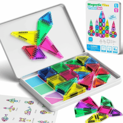 Magnetische Tiles Konstruktion Set 42pcs Reisespielzeug für Kinder Tragbar Reisen MINI Magnetische Fliesen Spielzeug Magnetische Baukasten Montessori Spielzeug Geschenk für 3+ Jahre Kleinkinder 42pcs Magnetische Tiles Angebot bei HelloDeals