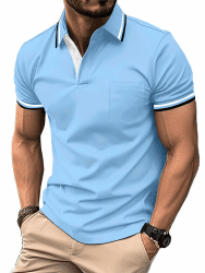 LLdress Herren Kurzarm Poloshirt Atmungsaktiv Schnelltrocknend Tshirt Freizeit Sport Sommer Poloshirts Männer Knopfleiste Polohemd 4036-himmelblau M Angebot bei HelloDeals