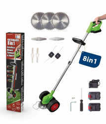 Genius Rotorazer 8 in1 Gartengerät Set 23-TLG. Akku Rasentrimmer Rasenkantenschneider Freischneider mit 2 Akku, Einstellbarer Schnitttiefe, 7 Messerscharfe Klinen, ausziehbare Teleskopstange, Garten Angebot bei HelloDeals