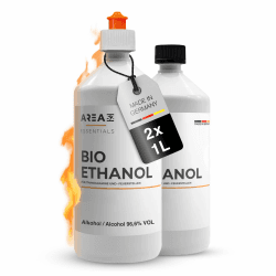 Area52 – Bioethanol 2x1L Set Ethanol – Reiner Ethylalkohol mit 96,6% Reinheitsgrad – Für Ethanolkamine, Tischkamine & Bioethanol-Feuerstellen – Geruchslos & rußfrei – Für Indoor & Outdoor (2 x 1L) Angebot bei HelloDeals
