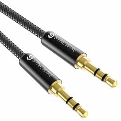 Aux Kabel 2m Syncwire 3.5mm Klinkenkabel - Audio Kabel für Kopfhörer, Apple iPhone iPod iPad, Smartphones, Echo dot, Heim/KFZ Stereoanlagen, MP3 Player und mehr - Nylon 2M Schwarz Angebot bei HelloDeals