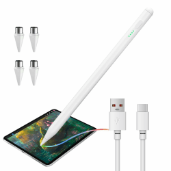 Stylus Pen für Touchscreens Android, Stylus Pencil für Tablet,Handy Stift Kompatibel mit SAM Sung/Huawei/i-Phone, Neigungsempfindlich, Universal Tablet Stift mit 4 Ersatzspitzen, Weiß Angebot bei HelloDeals