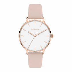 Tamaris Damenuhr mit Lederband – Runde schlichte Armbanduhr für Damen 36 mm - Armbanduhr in verschiedenen Farben Roségold und Lederband Rosa Angebot bei HelloDeals