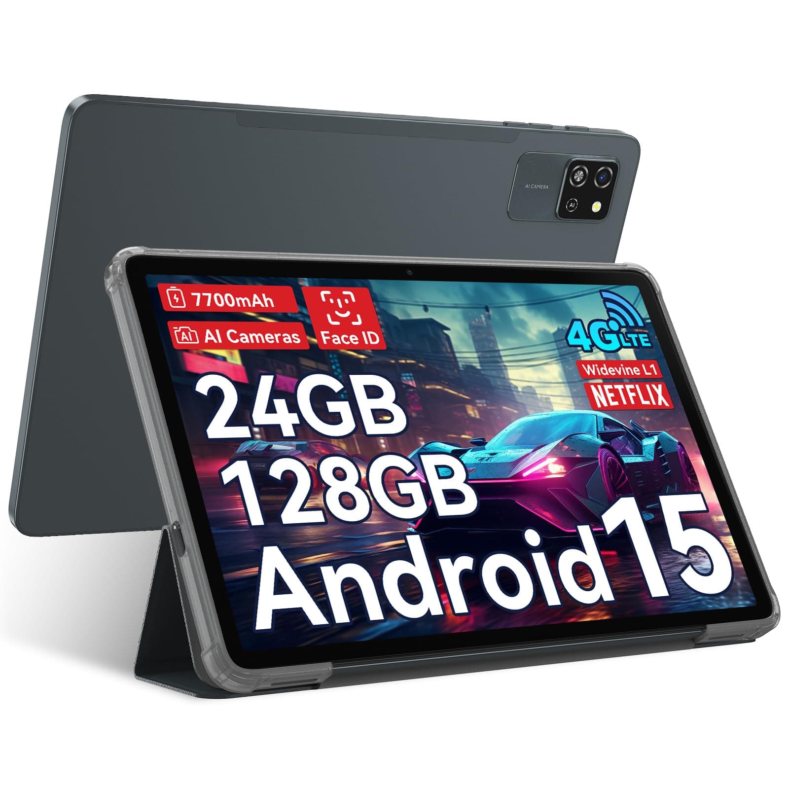 Blackview Tab60 Pro Android 15 Tablet 10 Zoll, 24GB(8GB+16GB Erweiterung) RAM+128GB ROM(2TB TF), Dual 4G LTE SIM,Octa Core PC Tablets, 7700mAh Akku, Widevine L1 HD Display, 5G WiFi, Face ID, GPS Angebot bei HelloDeals