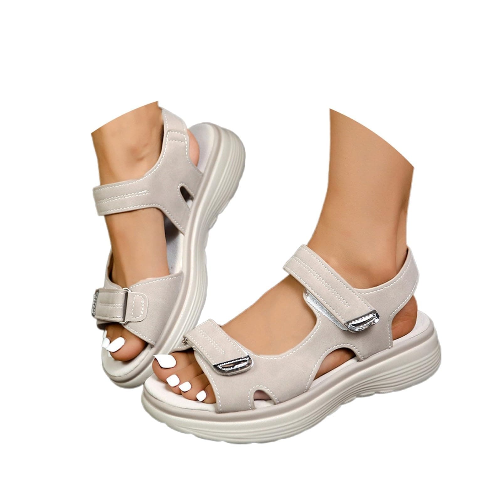 Sandalen Damen Sommer Rutschfeste Orthopädische Leichte Weiche Wandersandalen Sandaletten Gummisohle Plateau Bequem Sommerschuhe Hausschuhe Breite Füße Schuhe B03 Hellgrau 36/EU Angebot bei HelloDeals