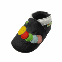 SAYOYO Weiche Leder Krabbelschuhe Baby Lauflernschuhe Jungen Rutschfeste Babyhausschuhe Mädchen Kleinkind Lederschuhe 12-18 Monate Schwarz Caterpillar Angebot bei HelloDeals