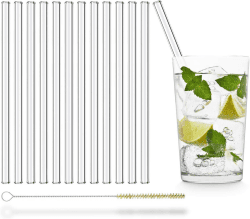 Glasstrohhalme 12x 20 cm Strohhalm aus Glas - Budget Line - Wiederverwendbar - Geschirrspülfest - Glastrinkhalme aus Deutschland Angebot bei HelloDeals