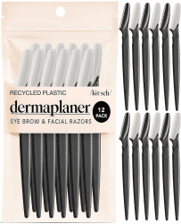 Kitsch Dermaplaning Tool – 12 Stück Rasiermesser, Gesichtsrasierer Frauen, Augenbrauenrasierer, Gesichtshaarentfernung für Frauen, Dermaplane-Rasierer für das Gesicht, Black Black - 12 Stück Angebot bei HelloDeals