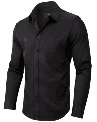 siliteelon Hemd Herren Bügelfrei Business Herren Hemden Langarm Weiss Stretch Anzug Hemd Regular Fit Herrenhemd Baumwolle Freizeithemd Businesshemd Arbeit Hochzeit Party mit Tasche L Alle Schwarz Angebot bei HelloDeals