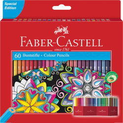 Faber-Castell 111260 Castle Buntstifte Set, 60 Farben, hexagonal, bruchsicher, weiche Mine, hohe Farbbrillanz, Malzubehör für Kinder & Erwachsene Angebot bei HelloDeals