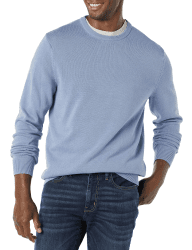 Amazon Essentials Herren Langärmliger Pullover Mit Rundhalsausschnitt, 100% Baumwolle, Erhältlich In Groß Und Schwer L Staubblau Angebot bei HelloDeals