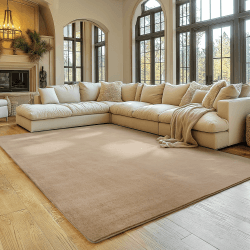 SIMPEX Kurzflor Teppich Wohnzimmer 200x280cm Rechteckig, rutschfest & Waschbar, Weich und Modern, Einfarbiges Design für Wohnzimmer, Schlafzimmer, Küche & Kinderzimmer 200 x 280 cm (Rechteckig) Beige Angebot bei HelloDeals