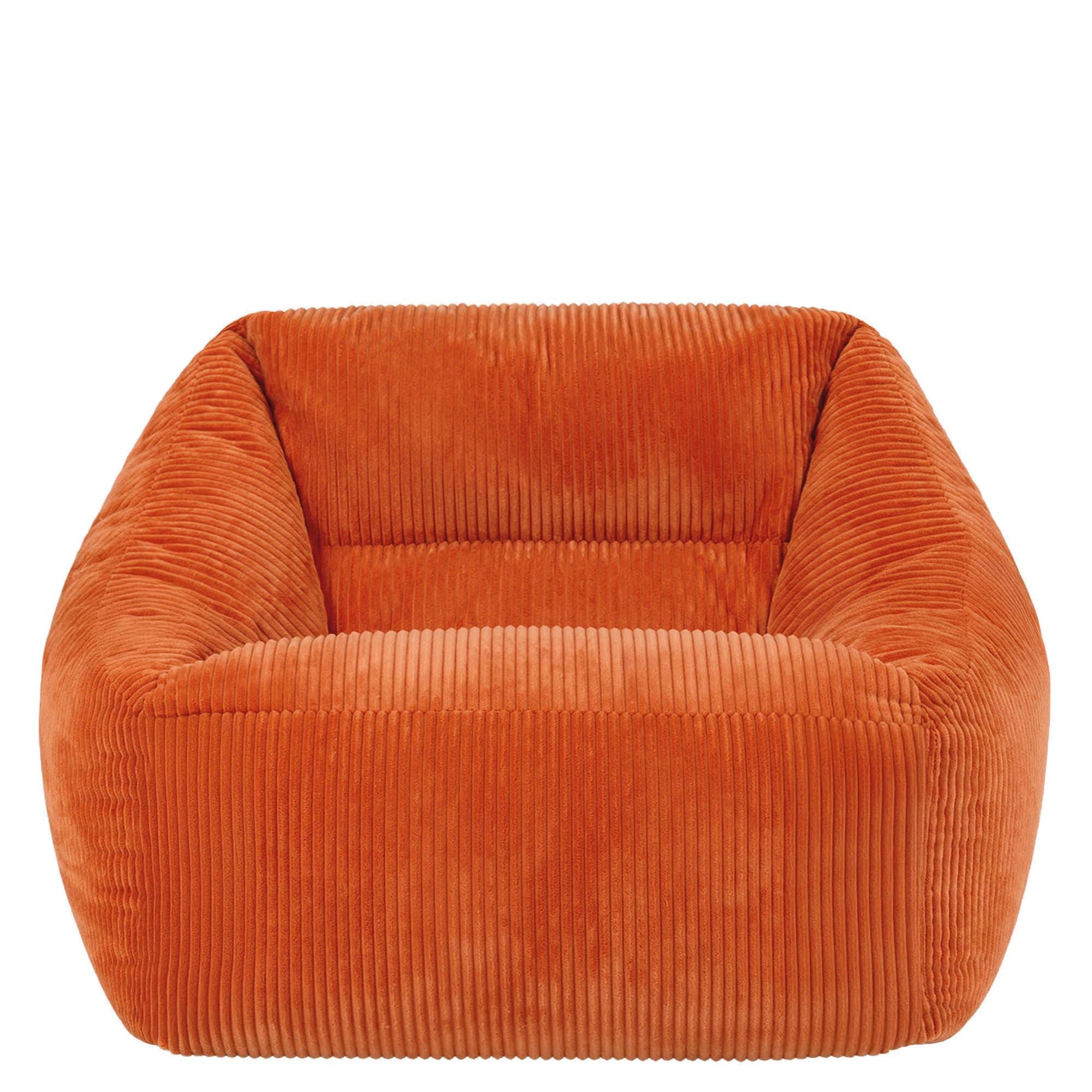 Icon Natalia Sitzsack Sessel für Erwachsene, Orange, Flauschiger Cord Stoff, Riesen Sitzsack Cord mit Füllung, Bean Bag Chair, Bequemer Sessel Wohnzimmer, Lounge, Schlafzimmer, Büro Orange Riesen Sitzsack-Sessel Angebot bei HelloDeals