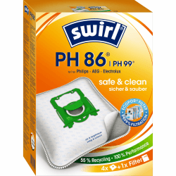 Swirl PH 86 / PH 99 EcoPor Staubsaugerbeutel 4 Staubbeutel + 1 Filter Staubsaugerbeutel, Siehe Bild und Beschreibung Angebot bei HelloDeals