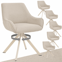 Esszimmerstühle Drehbar 6er Set mit Armlehne – 360°Drehbar Polsterstuhl Leinen Modern Drehstuhl Küchenstuhl mit Beige Metallgestell und Lehne für Esszimmer, Wohnzimmer, Büro, Beige 6 Leinen-beige Beine 6er Angebot bei HelloDeals