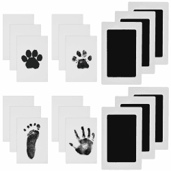 Nabance Fußabdruck Baby mit 6 Stempelkissen 12 Abdruckkarten Handabdruck Baby Pfotenabdruck Set Hund Katze Baby Abdruckset Sicher und Ungiftig Neugeborenen Geschenk 0-6 Monate 6 pcs Schwarz Angebot bei HelloDeals