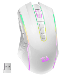 Redragon Gaming Maus Kabellose, RGB Wiederaufladbare Gaming-Maus mit 9 Macro Editing Programmierbare Tasten/8000 DPI, Ergonomische Wireless Gaming Maus, 70Hrs für PC/Mac Gamer, Weiß M910WS Angebot bei HelloDeals