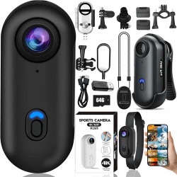 Mini Action Cam 4K,Action Camera,Tragbare Kamera mit 360° Drehbarem Clip und Magnetclip,Wasserdichter 4K-Körperkamera,Kleine Bodycam Körperkamera Überwachungskamera für Reisen, Outdoor 4K-64G-Schwarz Angebot bei HelloDeals