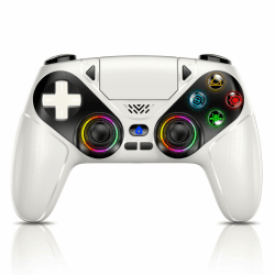 GGiking RGB Wireless Controller für PS5/Pro/Slim & PCs, Bluetooth Gamepad mit Paddles, Touchpad, Macro, Turbo, Dual-Vibration, 6-Achsen-Sensor, 3,5mm Audio-Jack & Lautsprecher - Weiß #01 Weiß Angebot bei HelloDeals