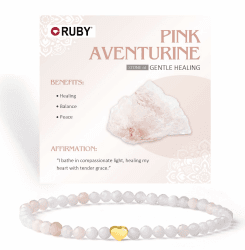 RUBY Edelstein Perlen Armband für Frauen, 4mm Perlen und 18K Vergoldet Edelstahlherz Armbänder Damen,elastischer Schmuck Yoga,Geschenk zum Muttertag-Inklusive Geschenkbox Holz Gold（Pink Aventurine） Gold Angebot bei HelloDeals