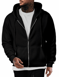 JMIERR Hoodie Herren Baumwolle Einfarbig mit Reißverschluss Pullover Langarm Sweatjacke Männer Kapuzenpullover Sweatshirt Warm mit Taschen A1 Schwarz 3XL Angebot bei HelloDeals