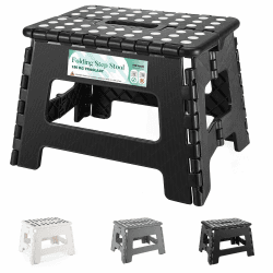 Robuster Tritthocker Klappbar, Schwarz Faltbarer Hocker, 22cm für Kinder & Erwachsene, Belastbar bis 150 kg, Klapphocker mit rutschfestem Design, Ideal für den Einsatz im Badezimmer Angebot bei HelloDeals