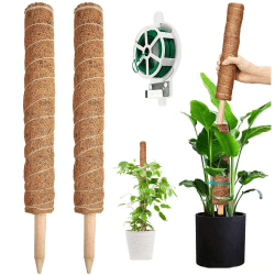 YAUNGEL Pflanzenstütze, 2 Stück 41CM Pflanzstab Rankhilfen für Kletterpflanzen Natürlicher Kokosstab mit 20M Langen Drehbändern zur Unterstützung von Zimmerpflanzen 41cm 2er-Pack Angebot bei HelloDeals