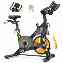Toputure Neu Heimtrainer Fahrrad mit Elektr. LED-Touchscreen & App, Herzfrequenzmessung, 32 Elektr. Magnetwiderstand Hometrainer, Leiser Ergometer, Dopp. Flaschenhalter, Langhantelständer, Bis 150kg Schwarz Angebot bei HelloDeals